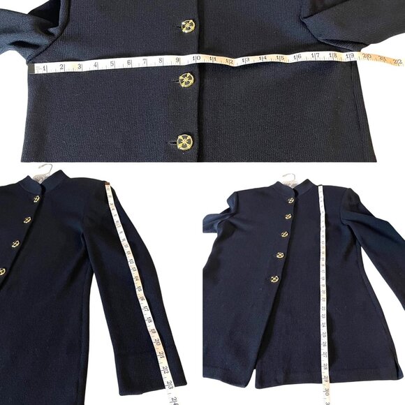 Vtg St. John Collection Santana Knit Black Longline Sweater Jacket Women's Sz 10 - Picture 6 of 10